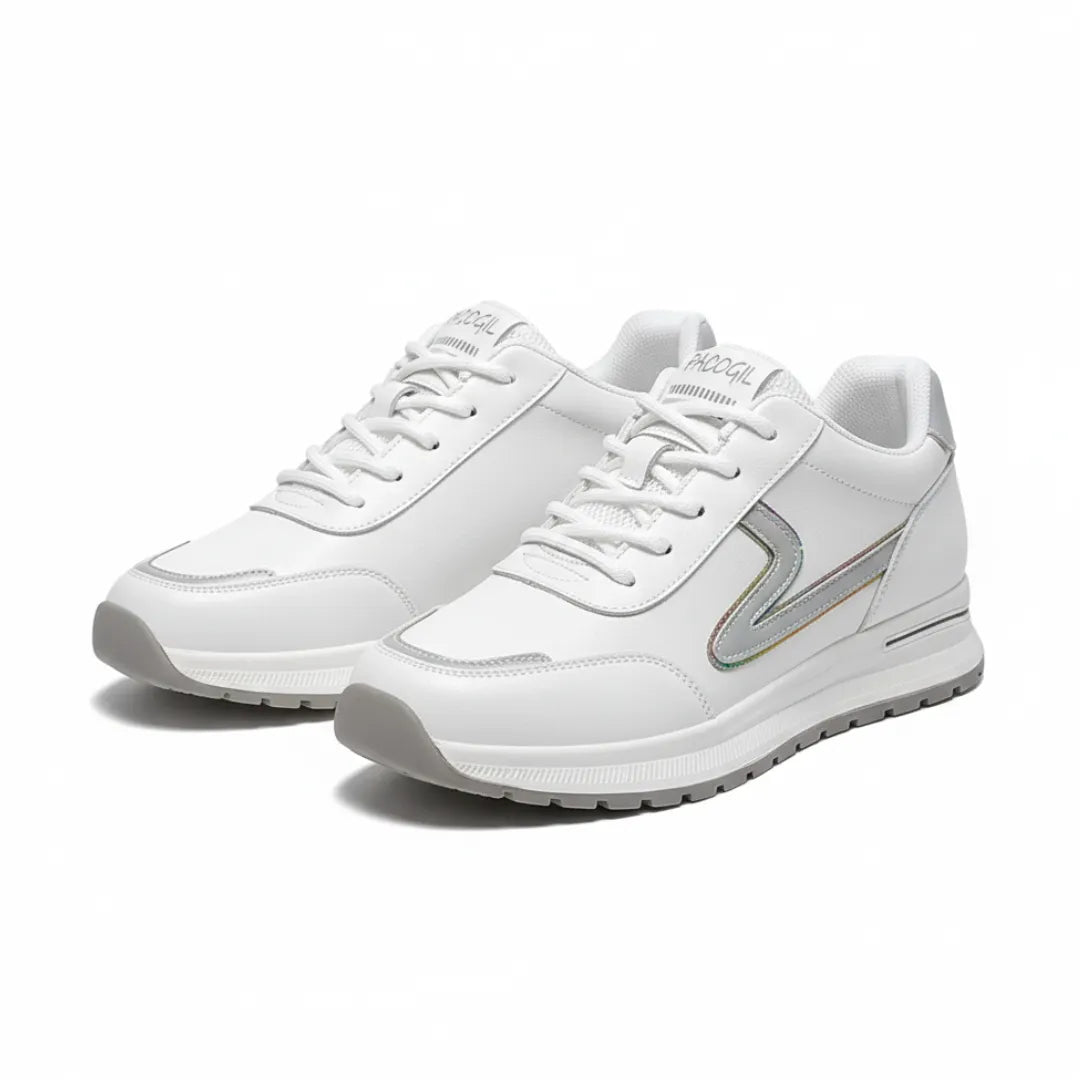 Women's White Sneakers | Lightweight Microfiber Athletic Shoes