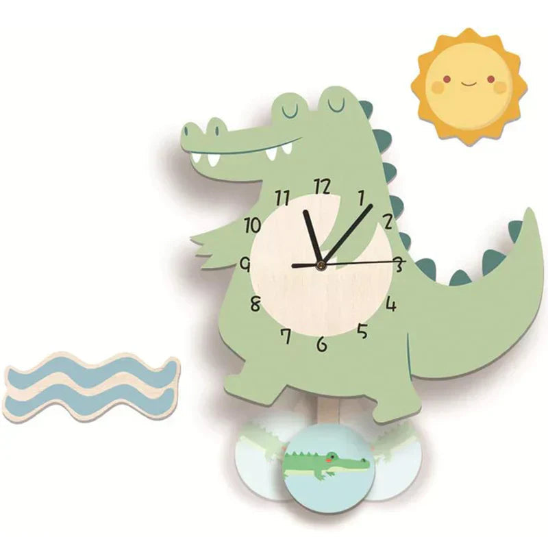Dinosaur Wall Clock | Kids Pendulum Clock With Animal Design