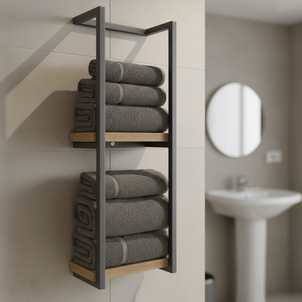 Wall Mounted Towel Rack | Industrial Steel Frame Design
