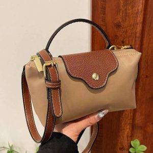 Compact Crossbody Handbag | Brown Leather Accent Mini Bag