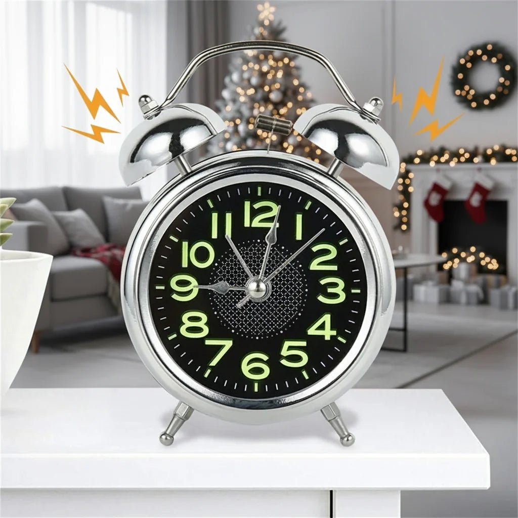 Twin Bell Alarm Clock | Loud Chrome Retro Design