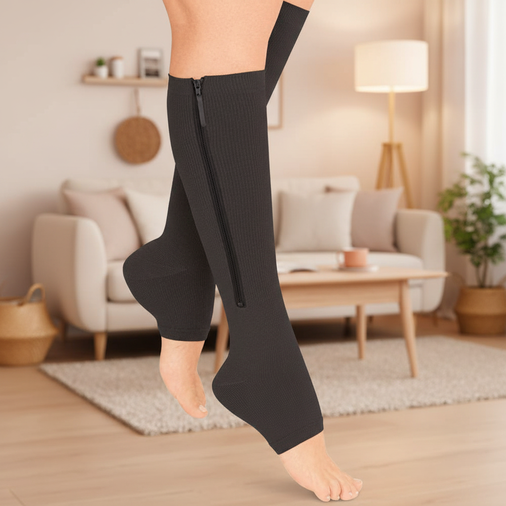 Compression Socks | Therapeutic Zipper Support with Open Toe