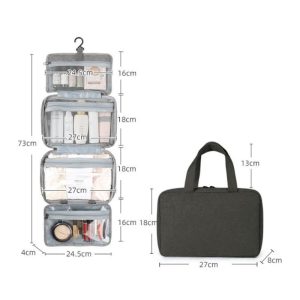 Travel Cosmetic Organizer | 4 Compartment Hanging Design