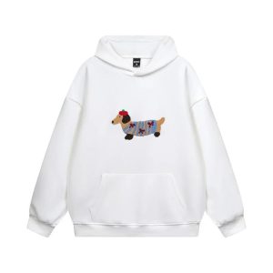 Dachshund Embroidered Hoodie | Cotton Blend Pullover Sweatshirt