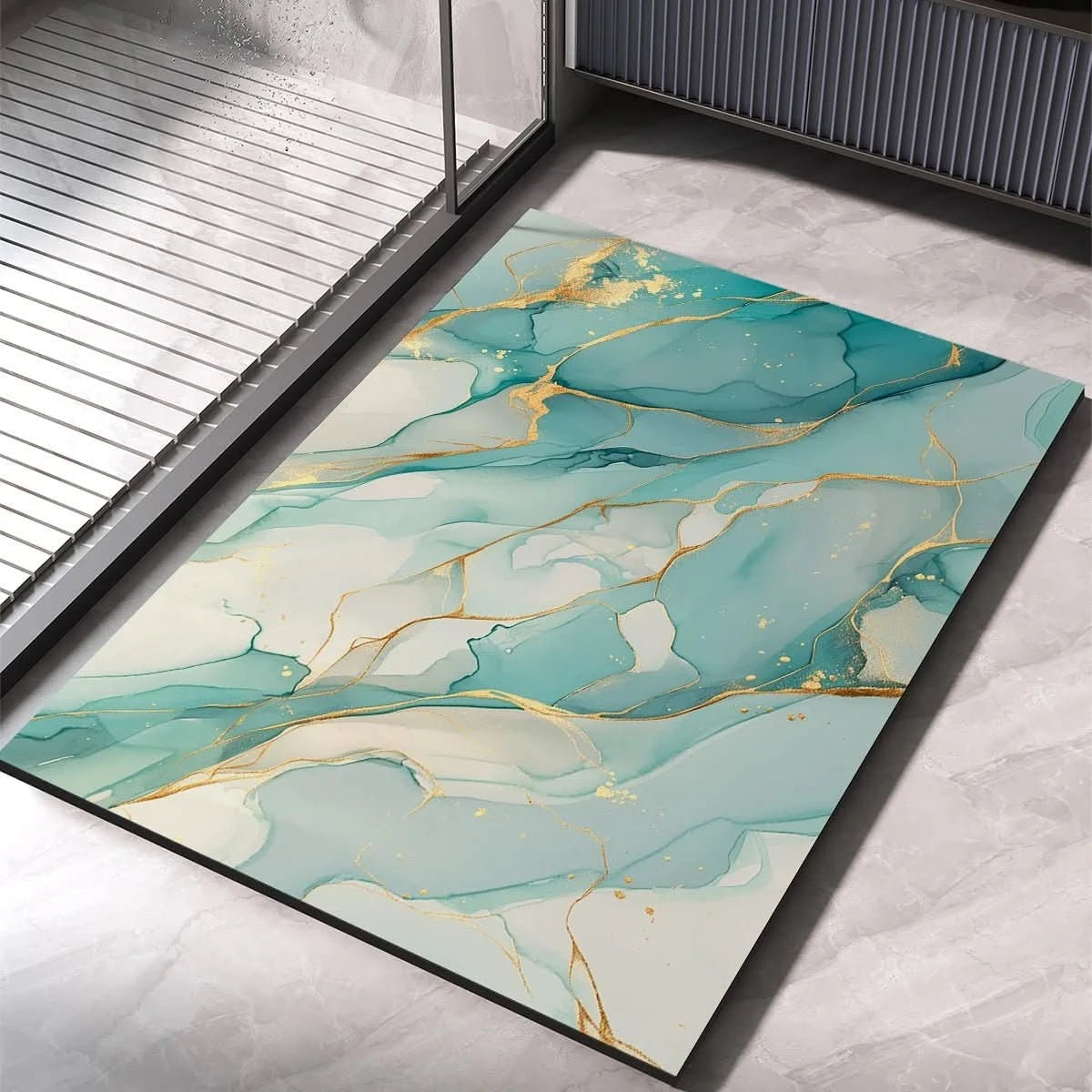 Abstract Marble Bath Mat | Quick-Drying Diatomaceous Earth