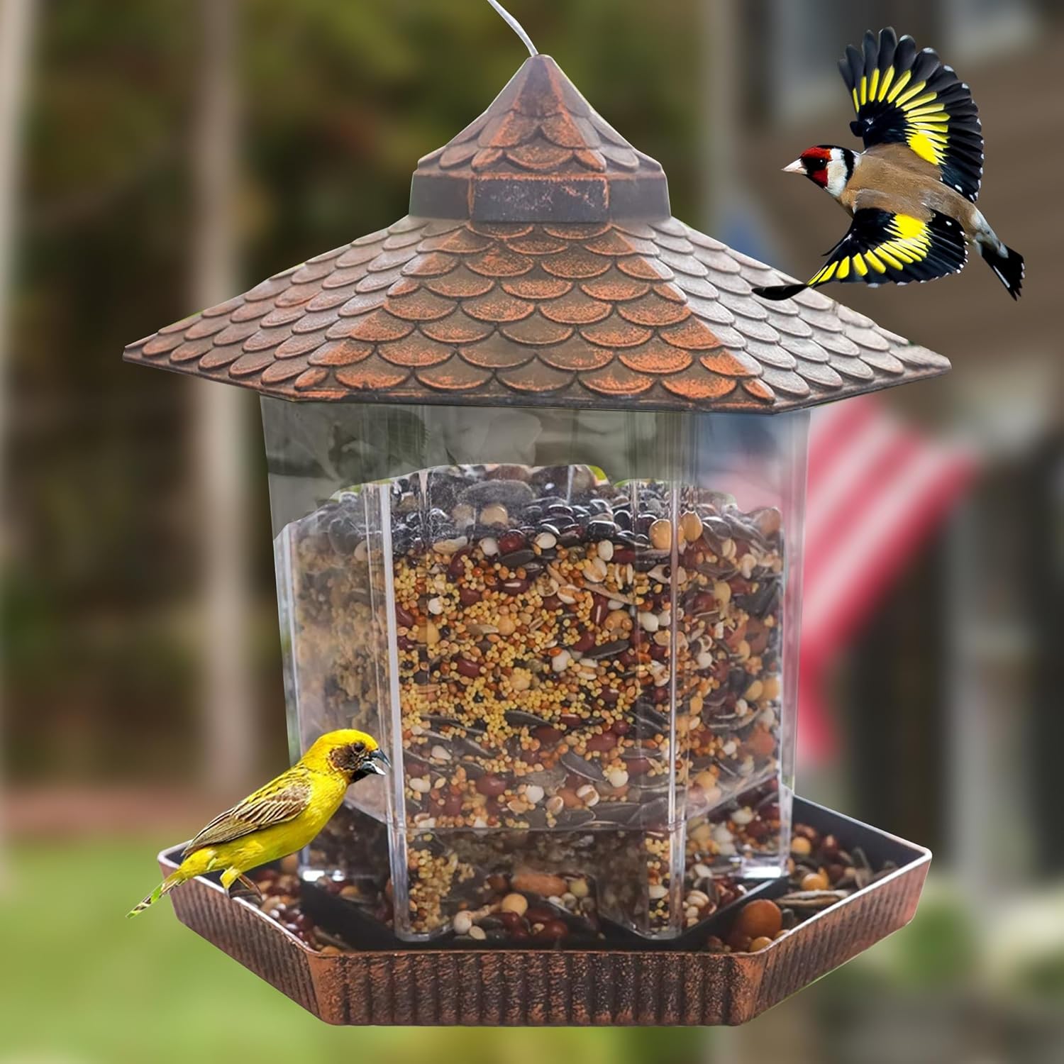 Hanging Bird Feeder | Copper Roof Weather Resistant Design