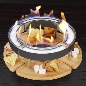 Tabletop Bio-Ethanol Fire Pit | Multi-Shape Design with Wooden Base