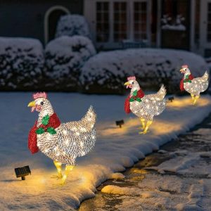 Christmas Chicken Garden Lights | Solar LED Outdoor Decoration