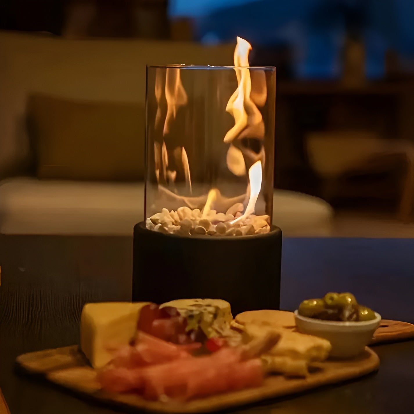Tabletop Fireplace | Glass Cylinder Ethanol Fire Pit