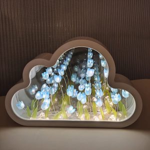 LED Floral Infinity Mirror Lamp | Cloud Shape Tulip Design