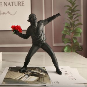 Street Art Banksy Sculpture | Resin Flower Thrower Figurine