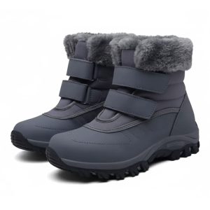 Waterproof Women's Snow Boots | Grey Plush Lined Ankle Boots