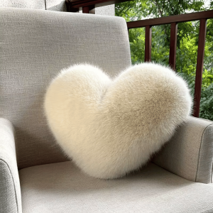 Heart Shaped Faux Fur Pillow | Soft Plush Decorative Cushion