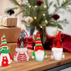 Christmas Gnome Ornaments | 24 Plush Holiday Decorations Set