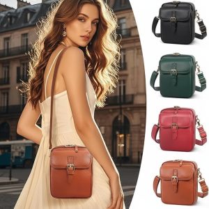 Leather Crossbody Bag | Anti-Theft Compact Square Design