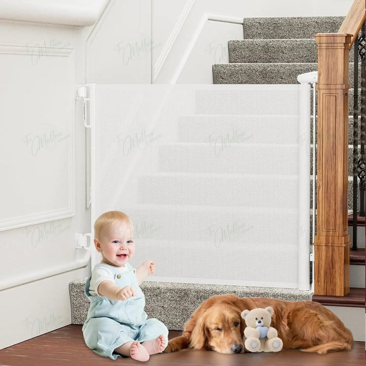 Retractable Baby Gate | Wall-Mounted Mesh Safety Barrier