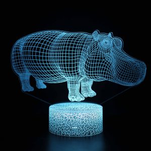 3D Optical Illusion LED Night Light | Hippo Design Touch Control