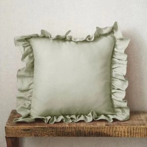 Linen Ruffle Pillow Cover | Soft Textured Decorative Cushion
