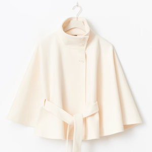 Women's Cape Coat | High Collar Button Front Design