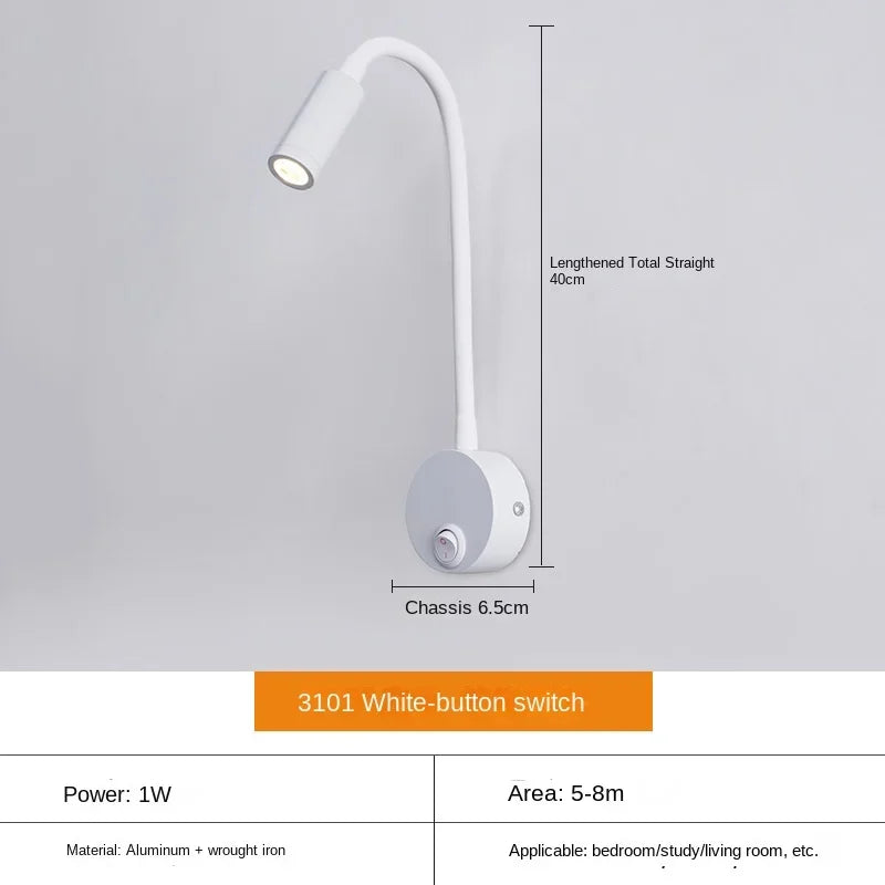 LED Wall Light | Adjustable Flexible Arm Reading Lamp
