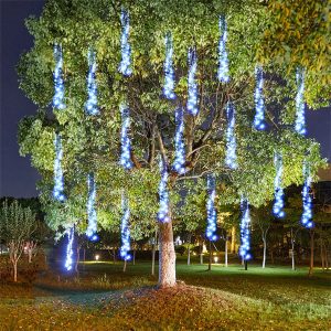 LED Meteor Shower Lights | Cascading Blue Outdoor String Lights