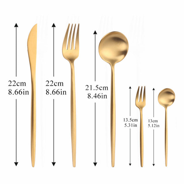Stainless Steel Cutlery Set | Modern Minimalist Gold Finish