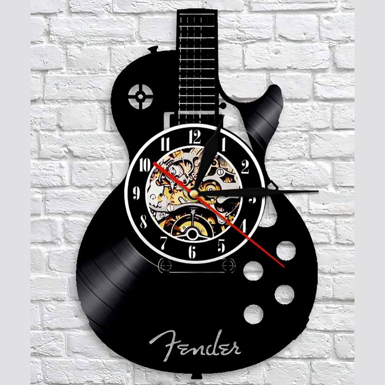 Guitar Vinyl Wall Clock | Recycled Record Design