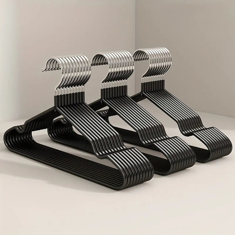 Velvet Clothes Hangers Set | Non-Slip Black Finish 10-Pack