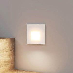 Recessed LED Wall Light | Square White Aluminum Design