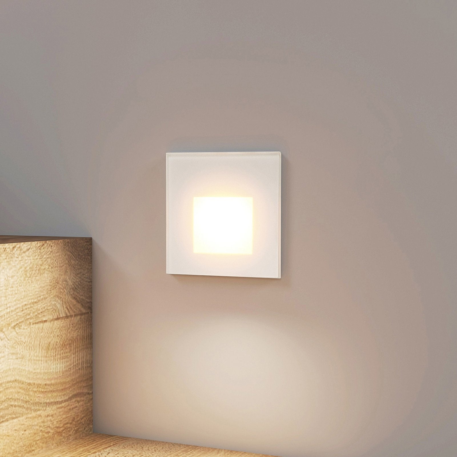 Recessed LED Wall Light | Square White Aluminum Design