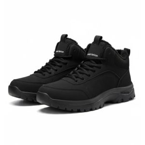 Waterproof Winter Boots Men | Black Plush Lined Ankle High