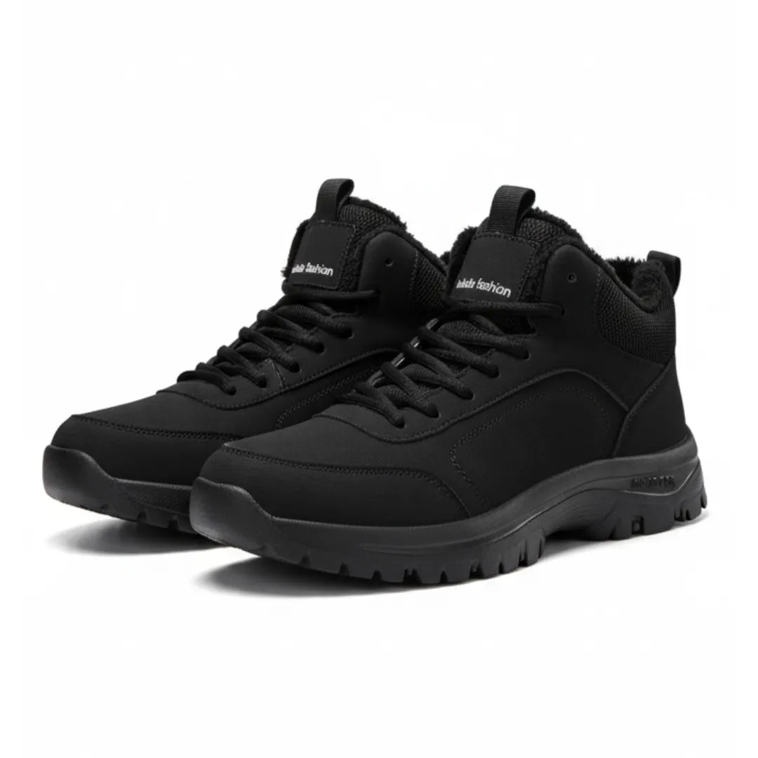 Waterproof Winter Boots Men | Black Plush Lined Ankle High