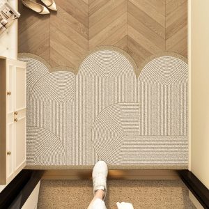 Geometric Area Rug | Neutral Tufted Cloud Pattern