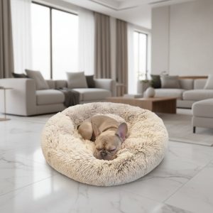 Plush Dog Bed | Round Raised Edge Calming Design