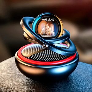 Solar Car Air Freshener | Rotating Metallic Design