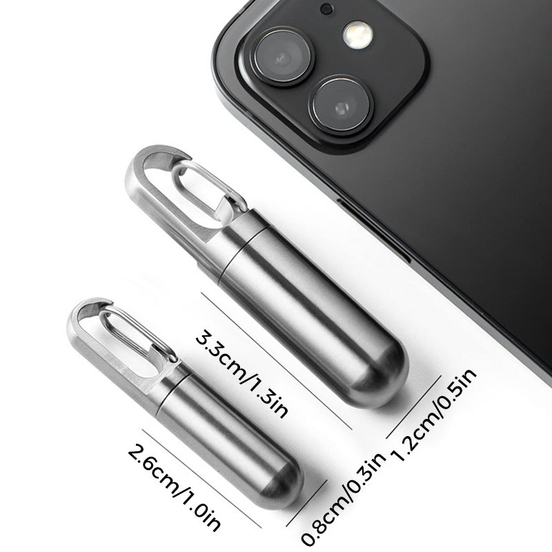 Stainless Steel Pill Box | Waterproof Keychain Medication Container