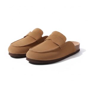 Women's Suede Clogs | Cork Sole Slip-On Mules