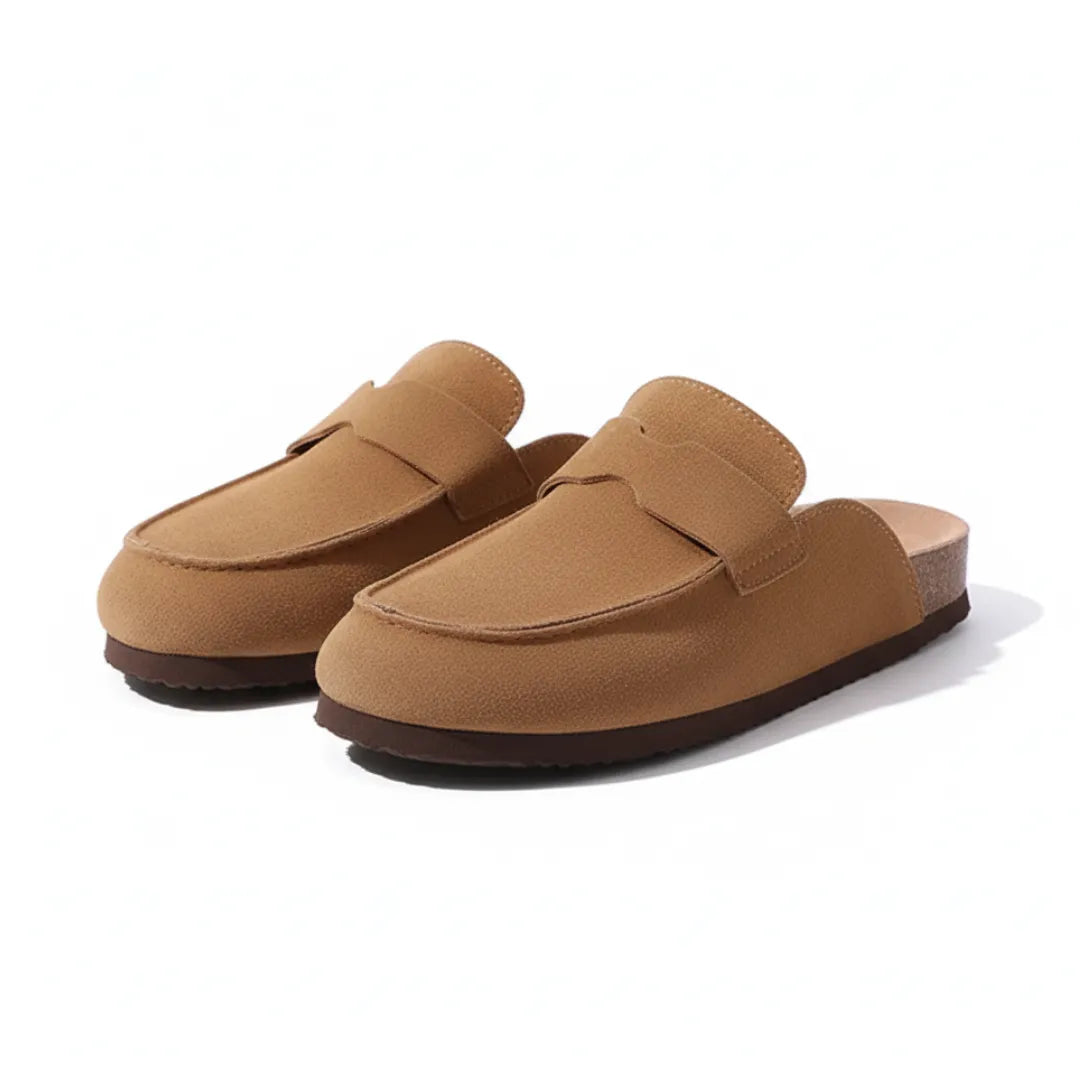 Women's Suede Clogs | Cork Sole Slip-On Mules