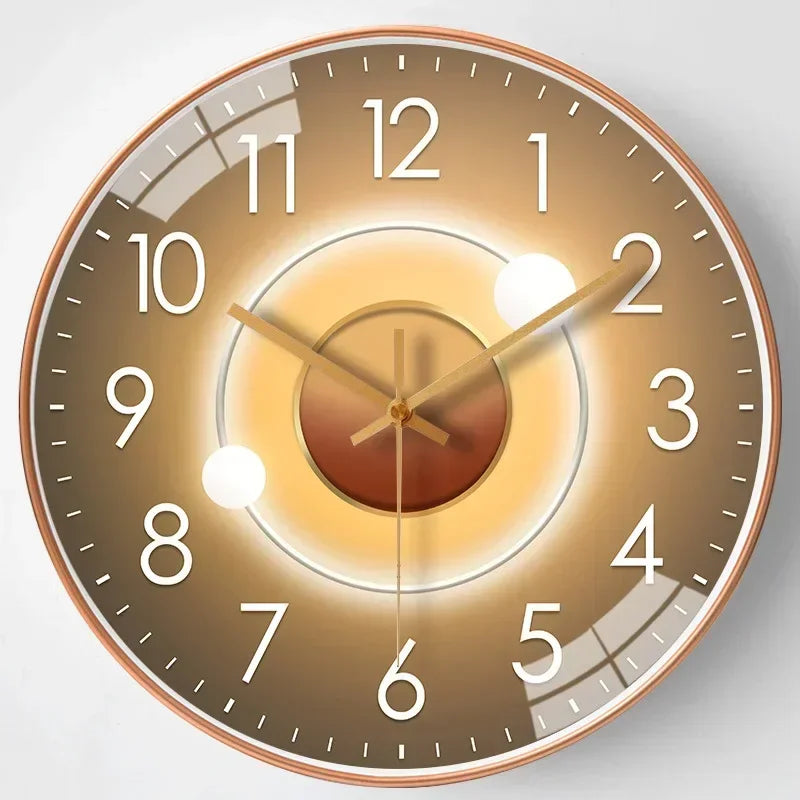 Silent Wall Clock | Gradient Gold Digital Design