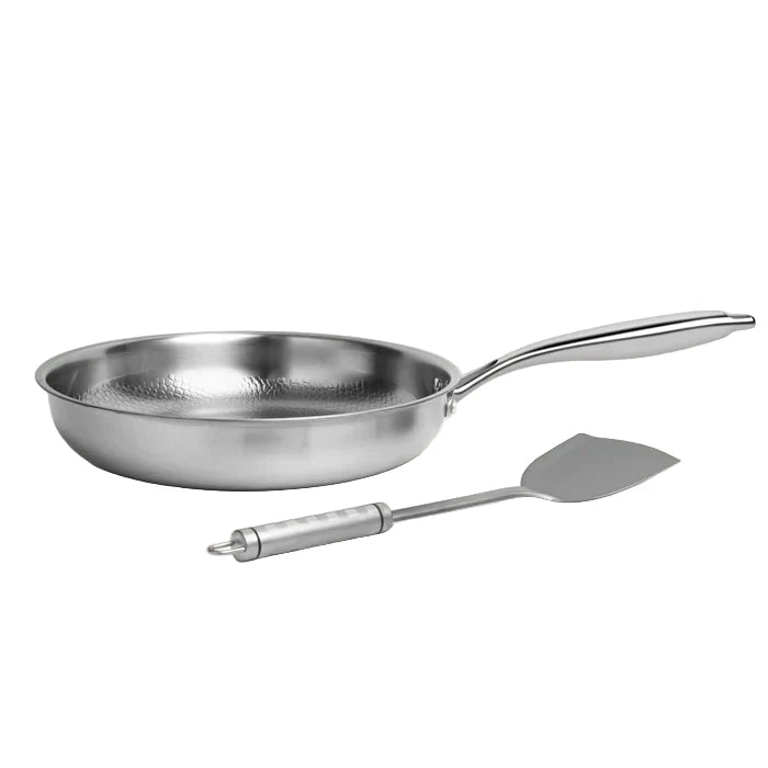 Titanium Hammered Pan Set | PFAS-Free with Matching Utensils