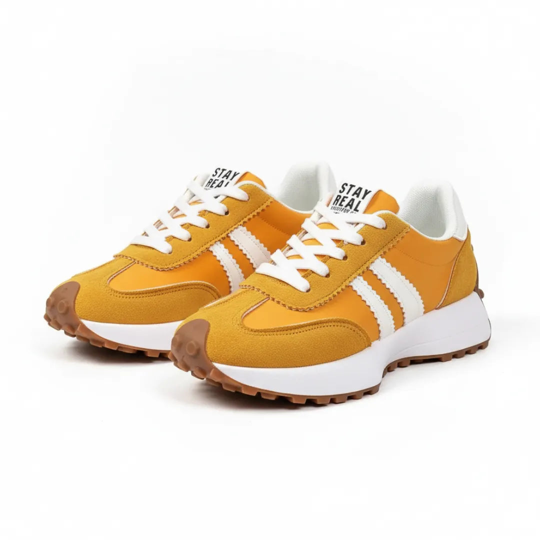 Women's Retro Sneakers | Orange Vegan Leather Walking Shoes