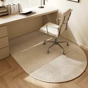 Oval Office Chair Mat | Woven Geometric Pattern Floor Protection