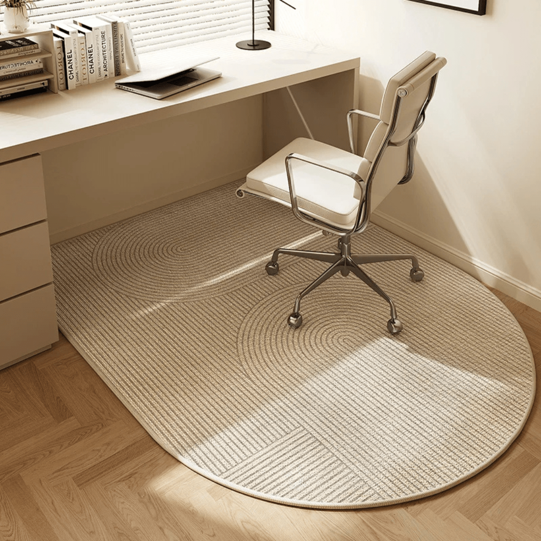 Oval Office Chair Mat | Woven Geometric Pattern Floor Protection