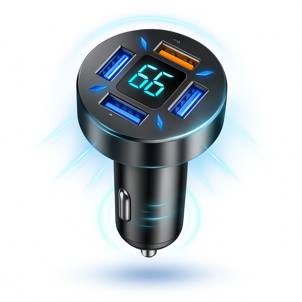 Dual USB Car Charger | 66W Fast Charging with Digital Display
